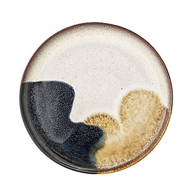 Bloomingville Teller Jules, naturfarben gelb braun blau, Keramik, 28 cm im Sale